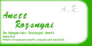 anett rozsnyai business card